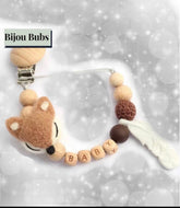 Felt Fox - Personalised Baby Dummy Clip-
 Thank you for visiting my shop!Our adorable pacifier clips are made up of high quality food grade silicone beads that are:>> BPA, Phthalates, Cadmium, Lead, -Bijou Bubs